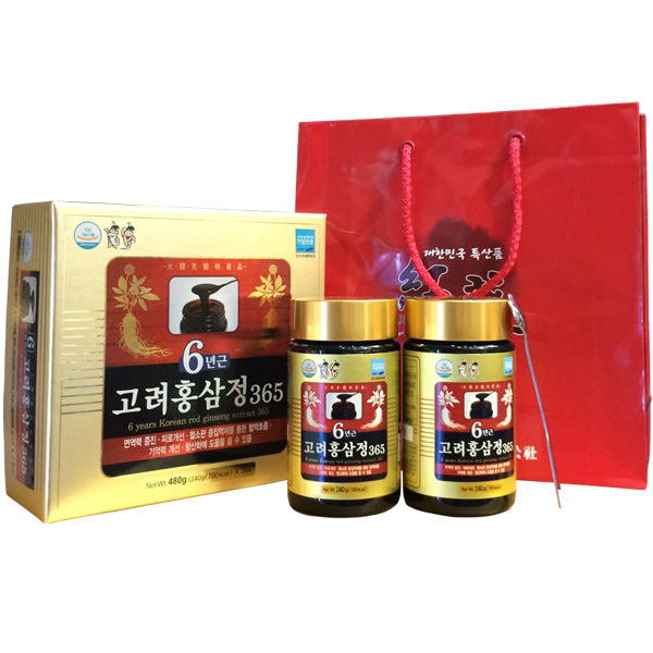 Cao Hồng Sâm Hàn Quốc 365 Từ Nhân Sâm 6 Năm Tuổi (Hộp 2 Lọ x 240g) Cao Hồng Sâm Hàn Quốc 365