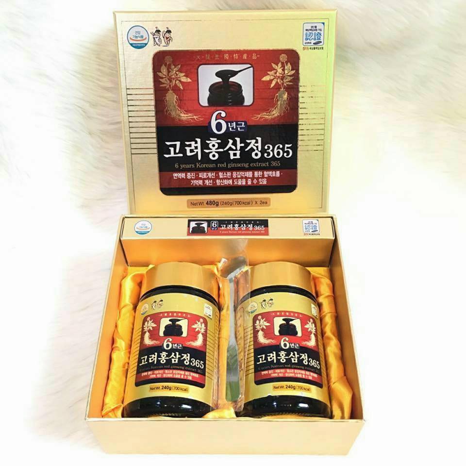 Cao Hồng Sâm Hàn Quốc 365 Từ Nhân Sâm 6 Năm Tuổi (Hộp 2 Lọ x 240g) Cao Hồng Sâm Hàn Quốc 365