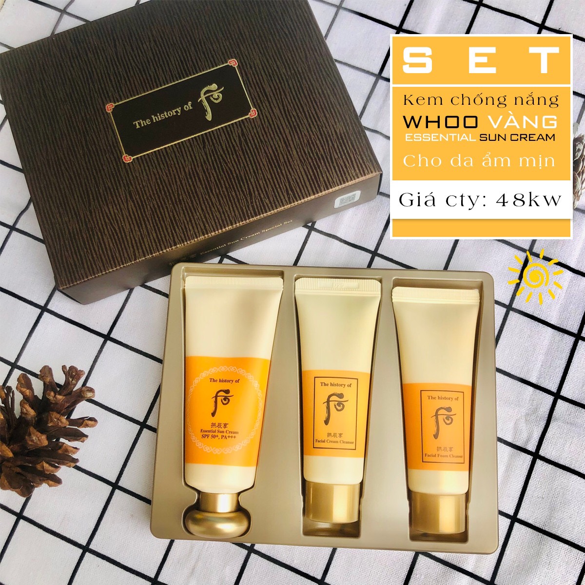 Set kem chống nắng Whoo vàng Essential Sun Cream z4267677927210 459931967724888d5005d19c92b214c5